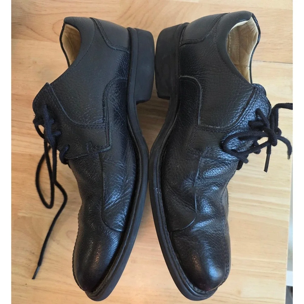 Belvedere Baybridge Men 9D Shoes Black Pebbled Leather Lace Up Oxford Brazil